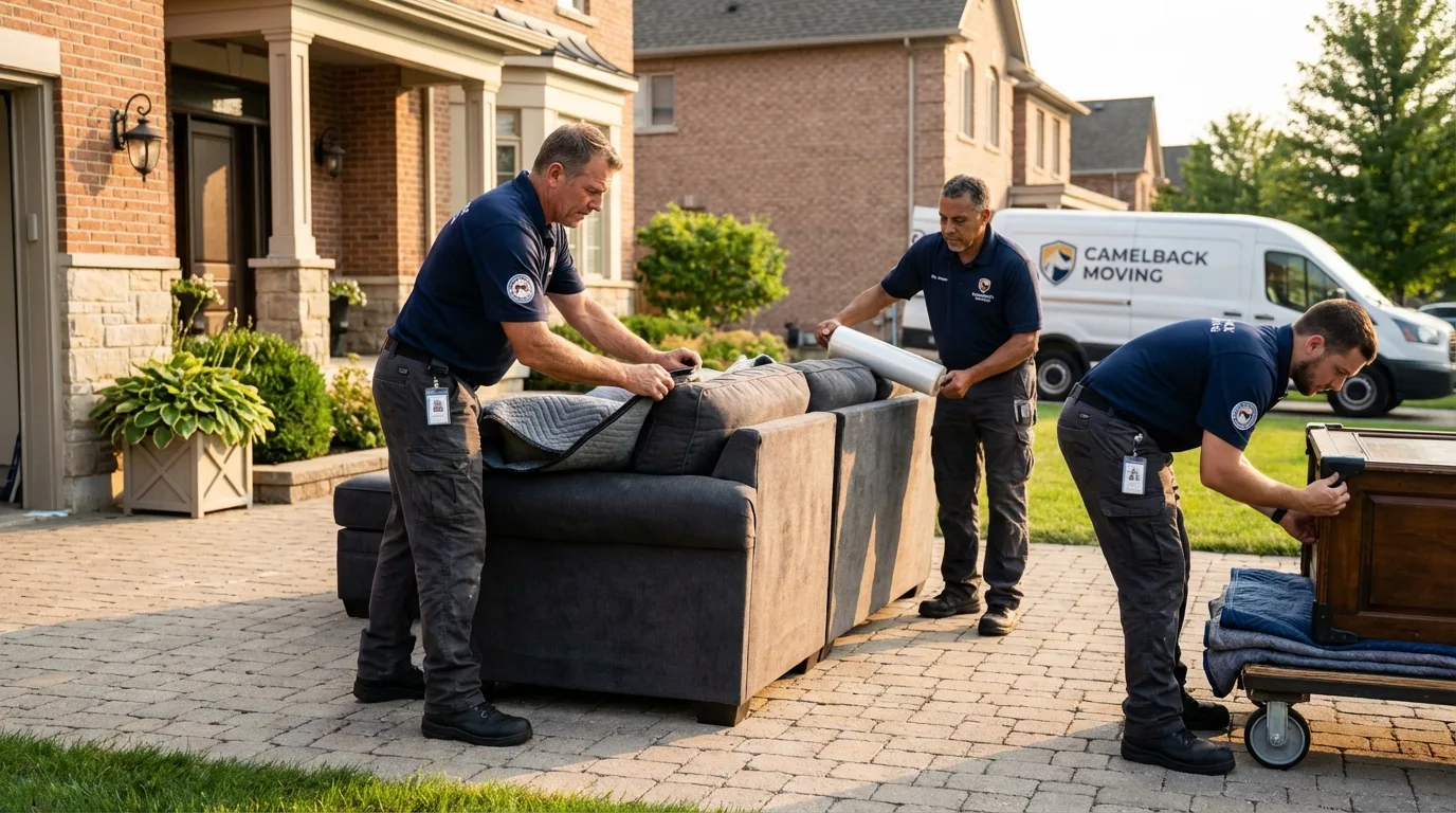 Large estate moving crew wrapping furniture in Excelsior Springs, MO